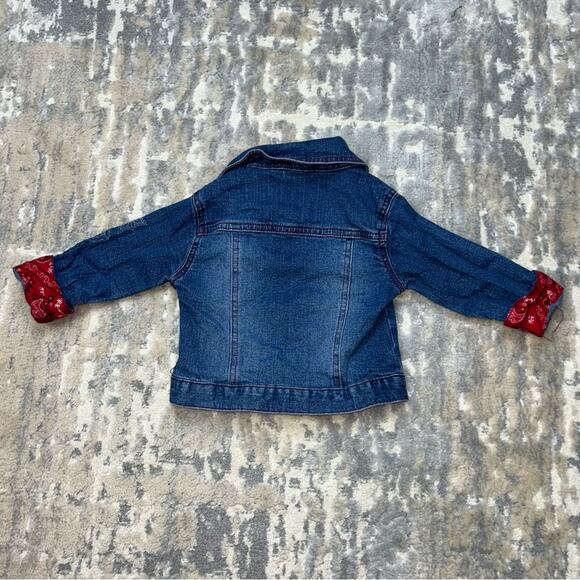Mary Kate & Ashley Denim Red Bandanna Trucker Jacket Size 12 Months - Picture 6 of 6